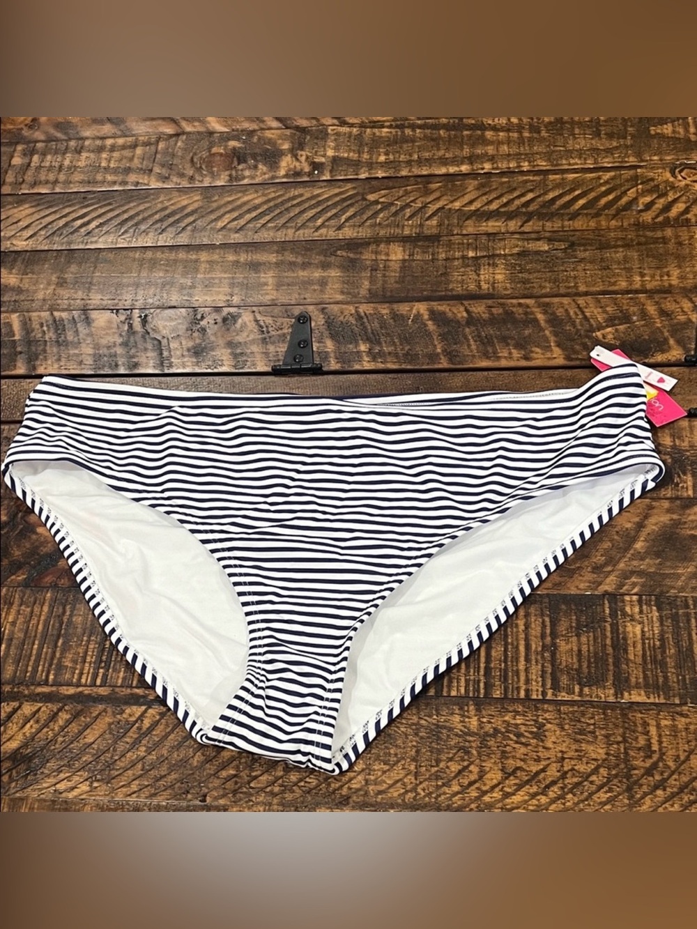 Xhilaration Navy and White Striped Swim Bottom